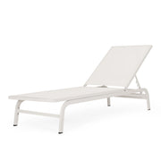 Noble House Finn outdoor chaise lounge with modern design, featuring cushioned seating and sleek metal frame for outdoor relaxation.