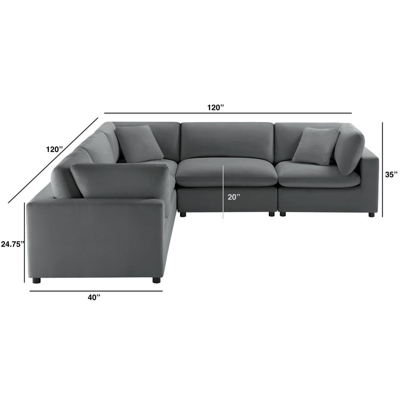 Caylie - Modular 5 Piece Sectional - Charcoal - R&R Furniture Gallery (Fountain Valley, CA)