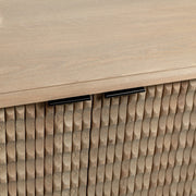 Classic Home Harbor 4-door buffet cabinet with wood finish, featuring storage compartments and a sleek, modern design.