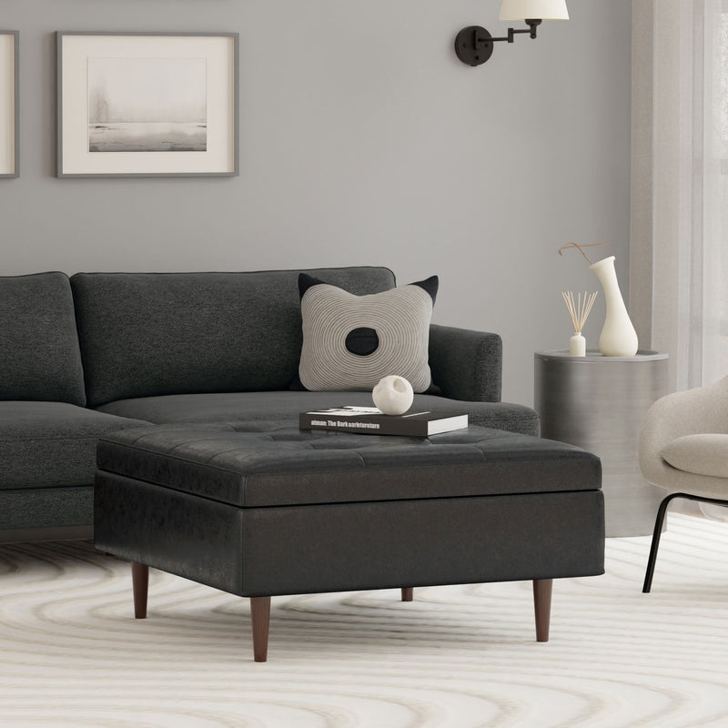 Shay - Large Square Coffee Table Storage Ottoman Mid-Century Style - R&R Furniture Gallery (Fountain Valley, CA)