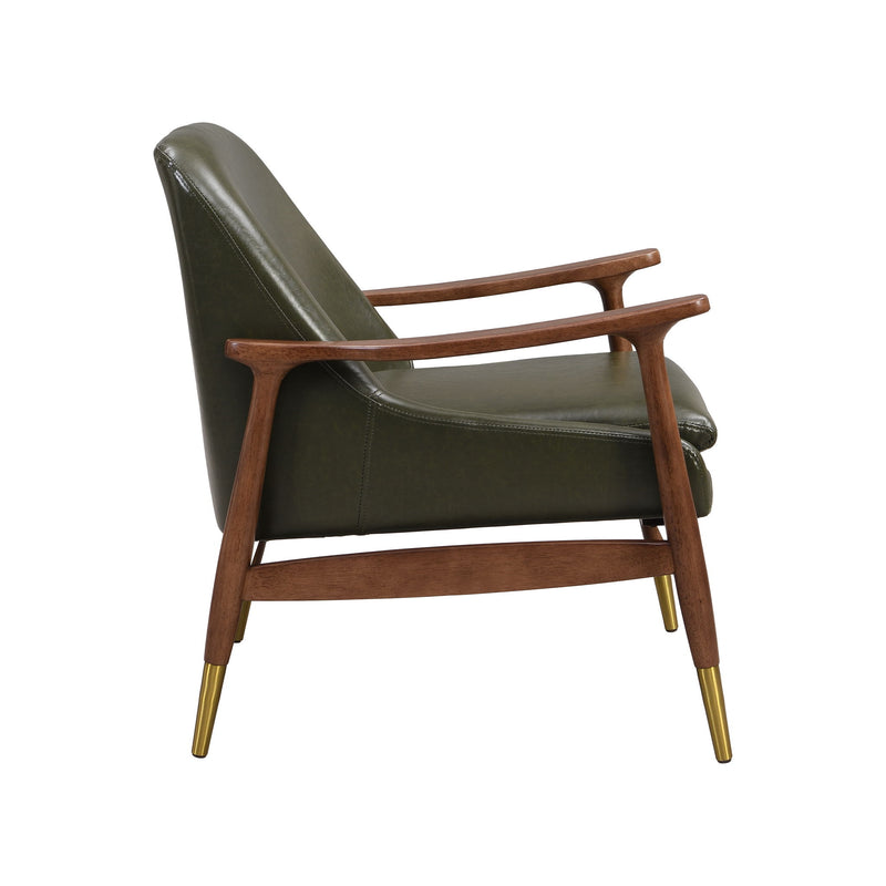 Mid - Century Accent Chair With Cushioned Seat, Brass Tipped Legs - R&R Furniture Gallery (Fountain Valley, CA)