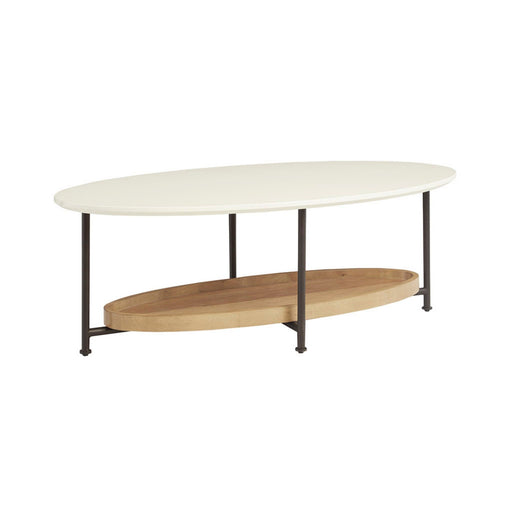 Oval Coffee Table - White / Natural - R&R Furniture Gallery (Fountain Valley, CA)