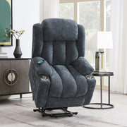 Omarion - Power Recliner With Lift, Heating & Massage - Blue Chenille - R&R Furniture Gallery (Fountain Valley, CA)