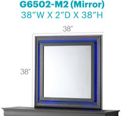 Metallic black mirror by Glory Furniture featuring a sleek, modern design with a reflective glass surface.