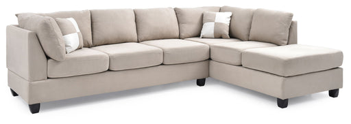 Glory Furniture Malone Comfort Sectional sofa with plush cushions and neutral upholstery, perfect for modern living rooms.