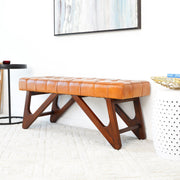 Mia - Bench With Buttons - Brown / Rustic - R&R Furniture Gallery (Fountain Valley, CA)