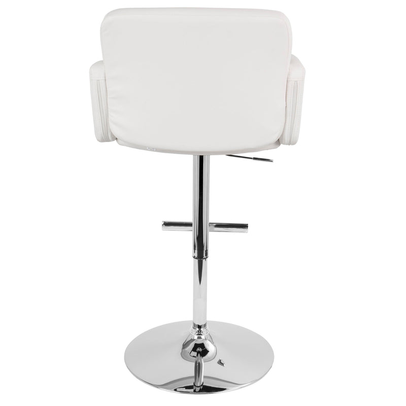 Lumi Source Stout adjustable barstool with swivel, bar height 28-30 inches, featuring modern design and a comfortable cushioned seat.
