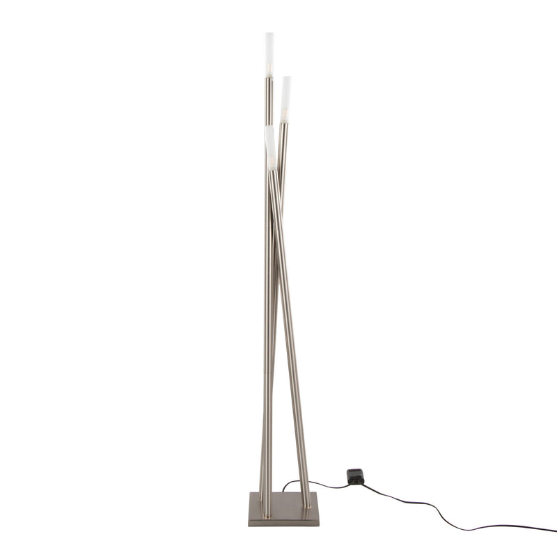 Lumi Source Icicle contemporary nickel floor lamp with sleek, modern design and multiple light fixtures standing on a flat surface.