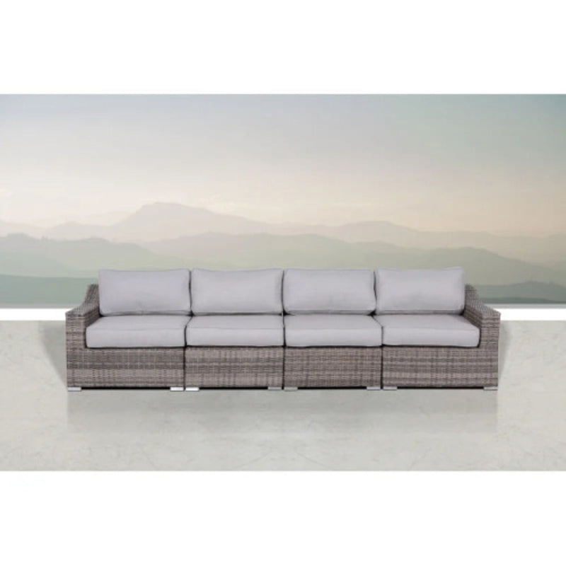 Contemporary Outdoor Rattan Wicker Sectional Seating Group With Cushions - R&R Furniture Gallery (Fountain Valley, CA)