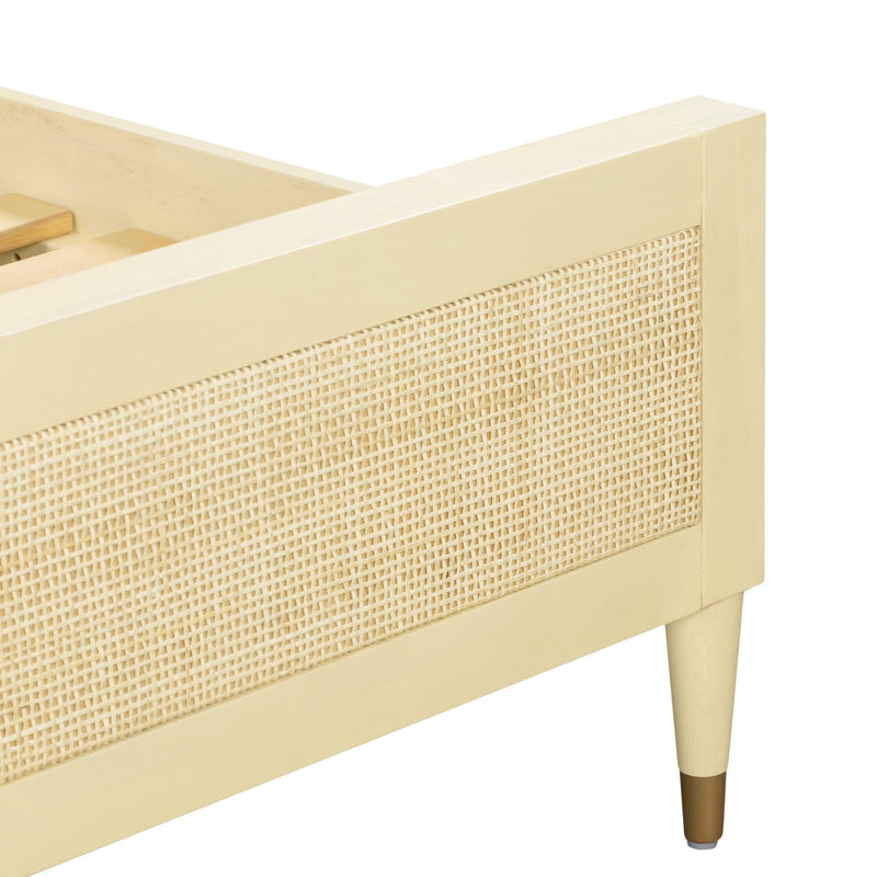TOV Furniture Sierra panel bed with a modern design and neutral finish, showcasing a sturdy wooden frame and sleek headboard.