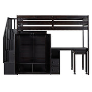 Loft Bed With Stairs, Bookshelf, Drawers, Desk & Wardrobe, Space Saving Multifunctional Furniture - R&R Furniture Gallery (Fountain Valley, CA)