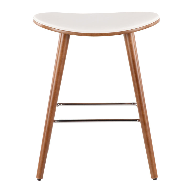Pair of Lumi Source contemporary saddle counter stools with sleek design, set of 2, ideal for modern kitchen or bar seating.