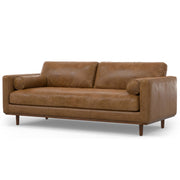 Simpli-Home Morrison upholstered stationary sofa with plush cushions and fabric upholstery, modern design for living room seating.