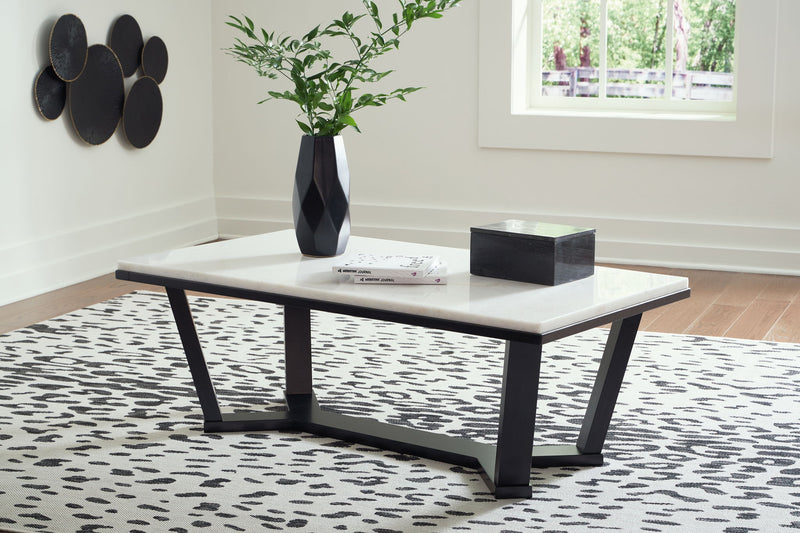 Fostead - Rectangular Cocktail Table - White / Espresso - R&R Furniture Gallery (Fountain Valley, CA)