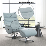Janella - Motion Accent Chair With Swivel & Ottoman - Babyblue Leather - R&R Furniture Gallery (Fountain Valley, CA)