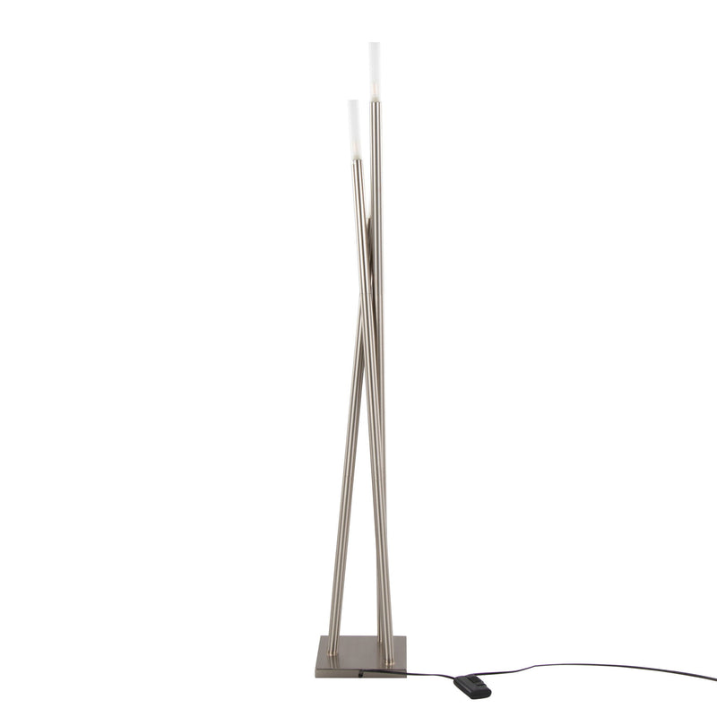 Lumi Source Icicle contemporary nickel floor lamp with sleek, modern design and elongated icicle-shaped light fixtures.