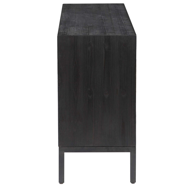 Uttermost Aiken accent cabinet with a sleek wooden finish and modern metal hardware, ideal for stylish home storage.