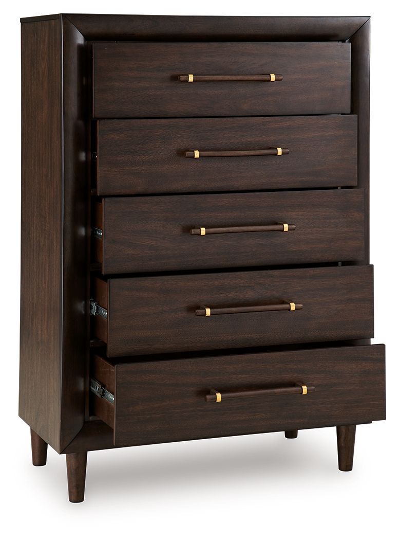 Dantenton - Five Drawer Chest - Merlot - R&R Furniture Gallery (Fountain Valley, CA)