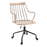 Lumi Source Preston farmhouse adjustable office chair with wooden accents and cushioned seat, suitable for home or office workspace.