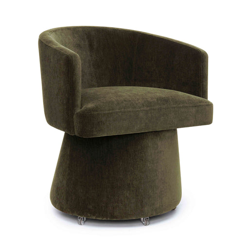 Kristen upcycled chenille rolling desk chair by TOV Furniture with cushioned seat and adjustable height, modern office seating.
