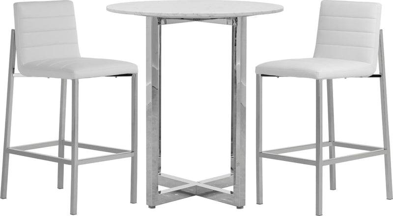 Amalfi Metal Back Bar Stool in White Leather