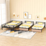 Triple Bunk Bed With Drawers, Multi-Functional Frame With Desks And Shelves In The Middle - R&R Furniture Gallery (Fountain Valley, CA)