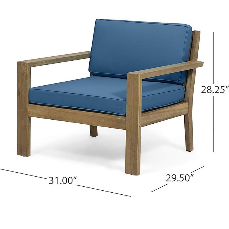 Antoine - Outdoor Acacia Wood Club Chairs With Cushions, (Set of 2) - R&R Furniture Gallery (Fountain Valley, CA)