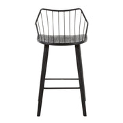 Lumi Source Winston farmhouse counter stool with wooden seat and metal frame, 24-27 inch height, vintage rustic design