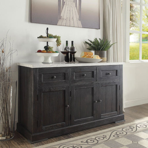 Nolan - Server - White Marble Top & Salvage Dark Oak - R&R Furniture Gallery (Fountain Valley, CA)
