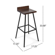 Outdoor Bar Stool With Low Backrests And Wood Seats (Set of 2) - Dark Brown / Black - R&R Furniture Gallery (Fountain Valley, CA)