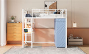 Loft Bed With Desk, Shelves, Power Outlet, LED Light And Wardrobe - R&R Furniture Gallery (Fountain Valley, CA)