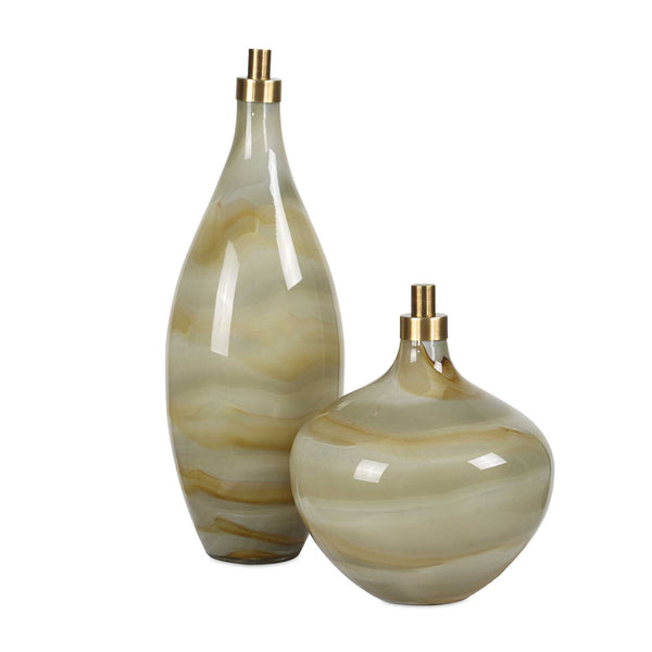 Cascade - Glass Bottles (Set of 2) - Green