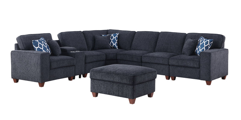 Gina - Sectional Sofa With Ottoman - Black - R&R Furniture Gallery (Fountain Valley, CA)