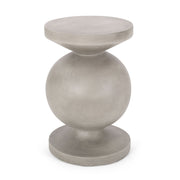 Noble House outdoor end table in natural finish, featuring a round wooden surface and sturdy legs for patio or garden use.