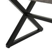 Noble House Rolando outdoor aluminum dining table with steel frame, rectangular tabletop, suitable for patio or garden dining.