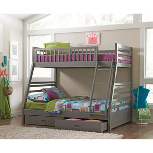 Keira - 2 Drawer Twin Over Full Bunk Bed - Gray