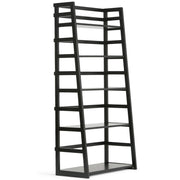 Handcrafted Acadian ladder shelf bookcase by Simpli-Home with multiple wooden shelves and a modern rustic design.
