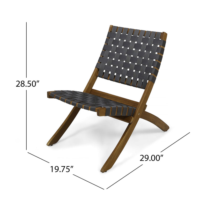 Solidago - Outdoor And Strapping Belt Folding Chairs, (Set of 2) - Black / Brown - R&R Furniture Gallery (Fountain Valley, CA)