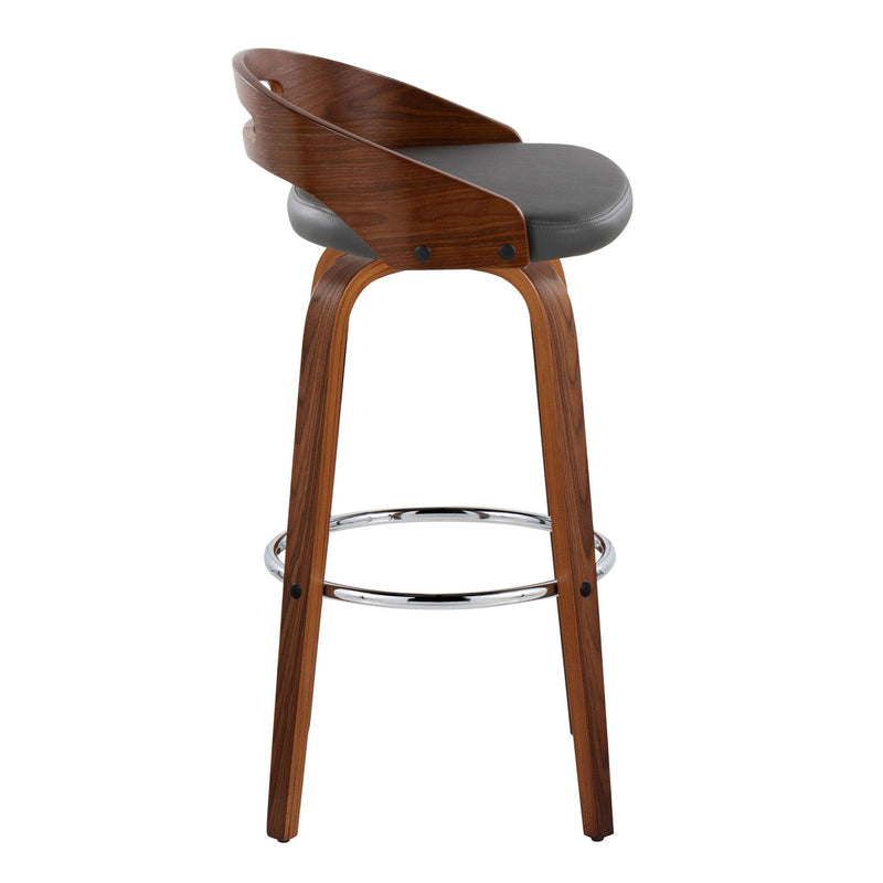 Set of two Lumi Source Cassis contemporary fixed height barstools with swivel seats and round footrests, shown in a modern interior setting.
