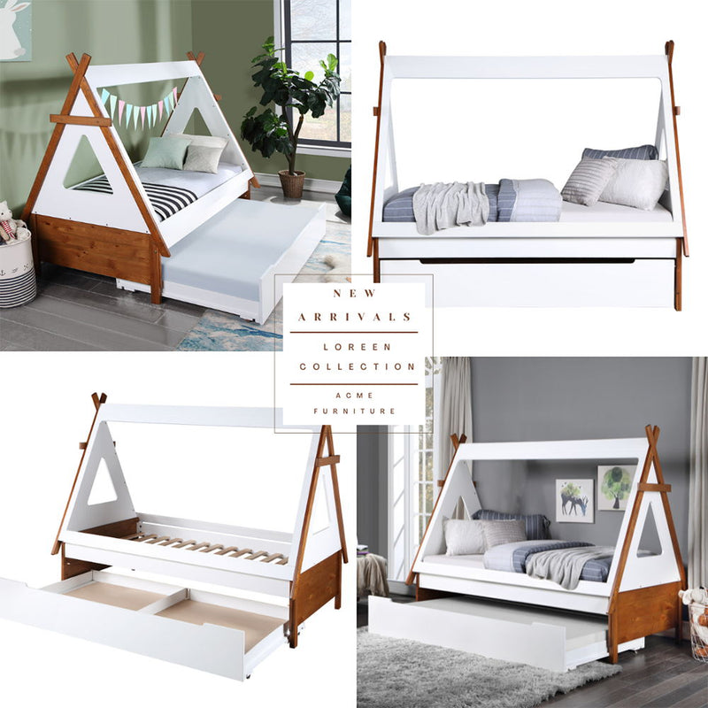 Loreen - Twin Bed - Oak & White - R&R Furniture Gallery (Fountain Valley, CA)