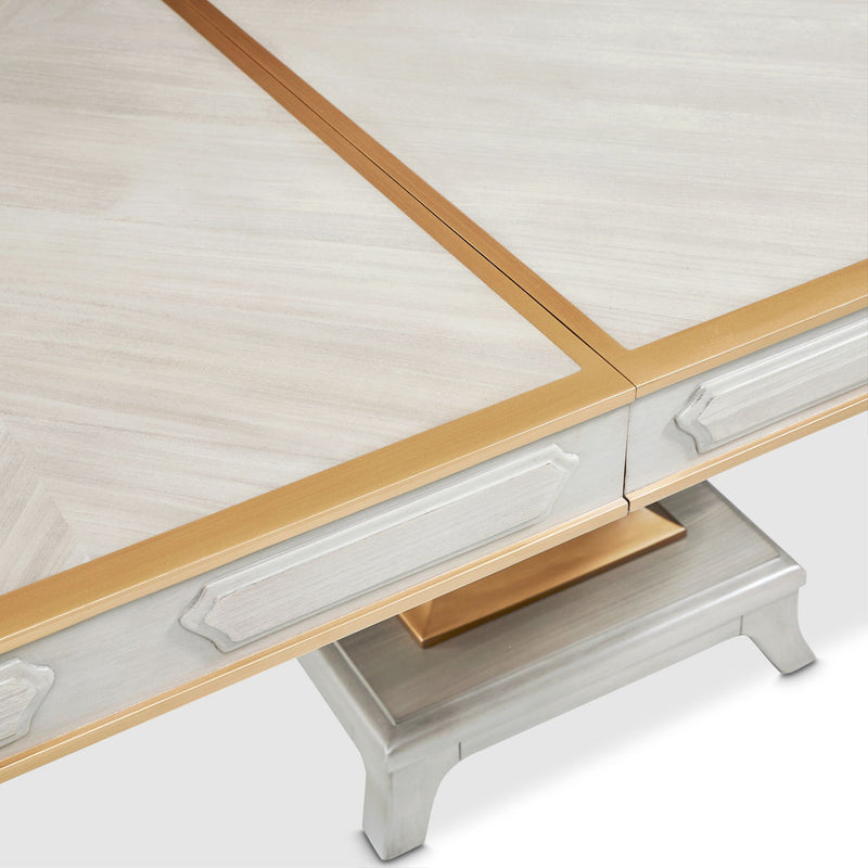 St. Charles - Double Pedestal Dining Table - Dove Gray - R&R Furniture Gallery (Fountain Valley, CA)