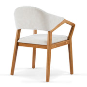 Indoor Upholstered Dining Armchair (Set of 2) - Beige / Teak - R&R Furniture Gallery (Fountain Valley, CA)