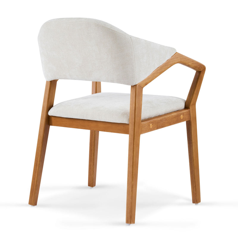 Indoor Upholstered Dining Armchair (Set of 2) - Beige / Teak - R&R Furniture Gallery (Fountain Valley, CA)