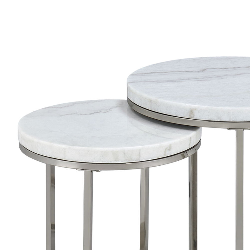 Zaidee - Nesting Table Set - Marble Top & Nickel - R&R Furniture Gallery (Fountain Valley, CA)