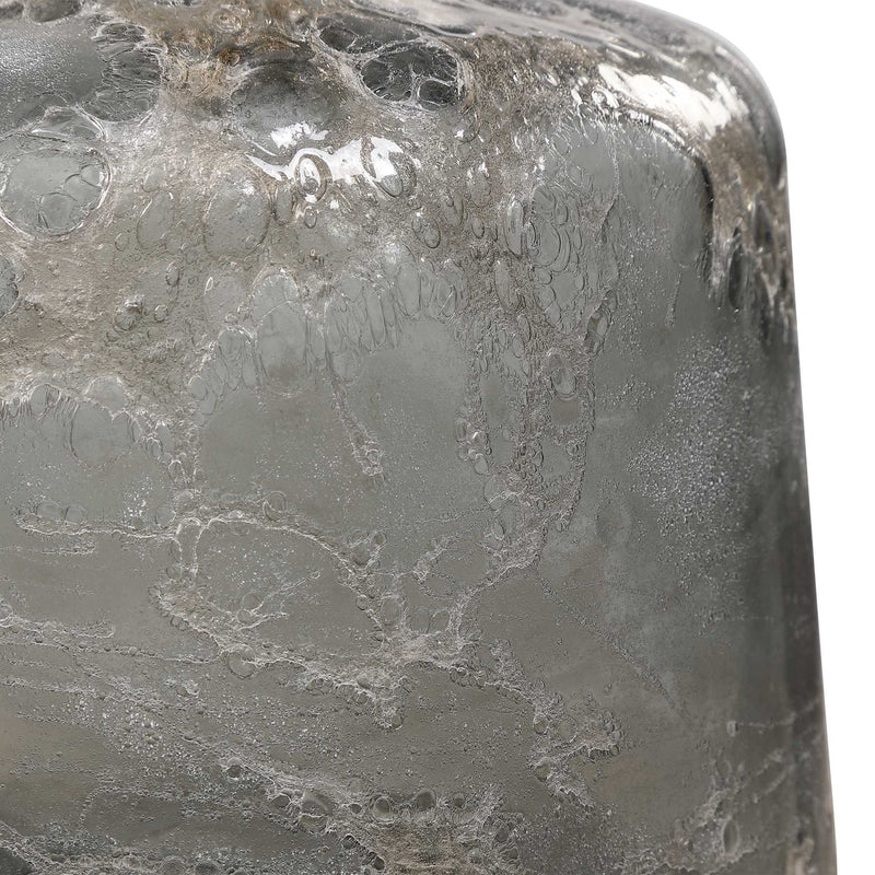 Set of two dark gray art glass vases by Uttermost, stylish decorative vases and jars for home decor.