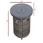 Outdoor fire pit table with lid from LSI Patio Furniture, featuring a round design and sturdy metal construction for patio use.