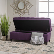 Juliana storage ottoman with birch wood legs by Noble House, featuring a cushioned top and spacious interior for versatile storage.