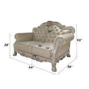 Dresden - Loveseat With 3 Pillows - Synthetic Leather & Bone White - R&R Furniture Gallery (Fountain Valley, CA)
