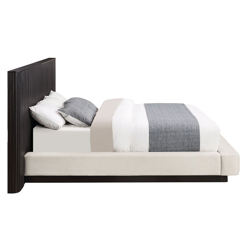 Clayten - Eastern King Bed - Beige Linen & Espresso - R&R Furniture Gallery (Fountain Valley, CA)