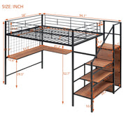 Loft Bed With Desk And Grid, Stylish Frame With Lateral Storage Ladder And Wardrobe - R&R Furniture Gallery (Fountain Valley, CA)
